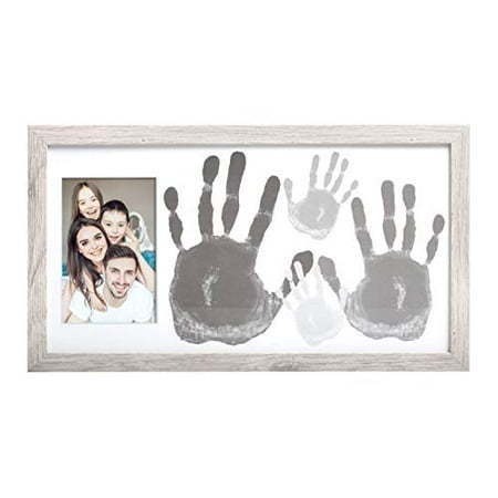 lot 32606 image: Kate & Milo Rustic Family Handprint Photo Frame, DIY Craft for Family Night for Parents and Children, Distressed Wood