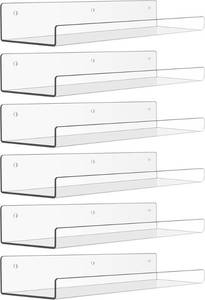 lot 41548 image: upsimples 6 Pack Acrylic Wall Storage Shelves, 15 x 4 Inch Floating Shelves