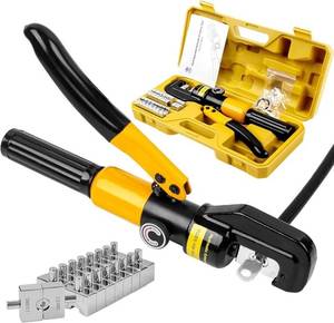 lot 41554 image: 10 Ton Hydraulic Crimping Tool, 12 AWG to 20 Battery Cable Crimper Tool Missing 2 Dies