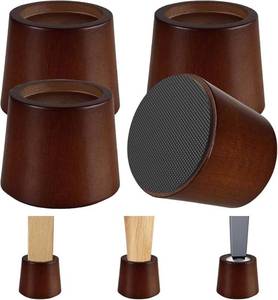 lot 41564 image: Wooden Bed Furniture Risers, 3 Inch Circular Heavy Duty Furniture Height Extenders for Couch, Sofa, Desk, Chair, Table Base, Raising Space Set of 6
