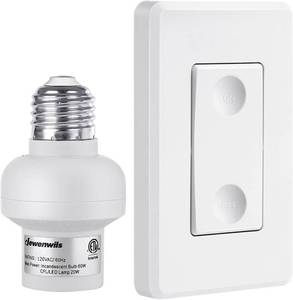 lot 41570 image: DEWENWILS Remote Control Light Bulb Socket, Wireless Pull Chain Lamp Light Switch, E26 E27 Bulb Base with Wall Mounted Wireless Controller