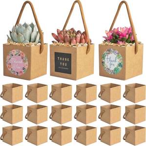 lot 41576 image: 50 Succulent Wrap Bags with 104 Thank You Stickers, Fits 2.36 Inch Pots, Kraft Paper Succulent Gift Box with Handle, Party Favors