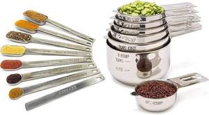 lot 41589 image: 15-Piece Measuring Cups and Spoons Set, Stackable, Long Handle with Leveler for Narrow Jars, Premium 304 Stainless Steel, Kitchen Accessories for Liquid and Dry Ingredients,