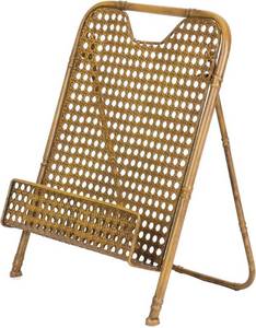 lot 41592 image: Red Co. Decorative Foldable Bamboo Metal Wire Cookbook and Recipe Book Stand, Antique Gold 13.5 x 10 Inches