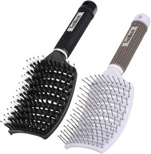 lot 41615 image: Boar Bristle Hair Brush Set - Detangling WetDry Hair Brushes for Fine, Thick, and Curly Hair - Curved Vented Hair Brush for Women, Men, or Kids