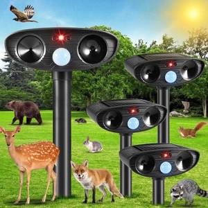 lot 41616 image: Retails $68.00-4 Pack Solar Ultrasonic Animal Repeller Outdoor with Motion Detection, Cat Deterrent, Deer Repellent Device