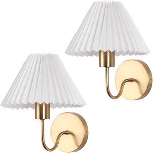 lot 41619 image: Set of 2 Brushed gold wall sconces