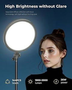 lot 41625 image: 10.2 Inch Selfie Ring Light with Stand, 79 Inch Tall Ring Light Stand with Remote Controls -Powers on