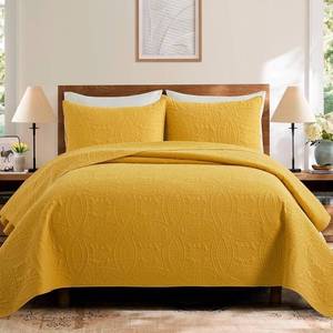 lot 41638 image: Safonory King Comforter Set 106 x 96 Inch, Mustard Yellow - Soft and Thin