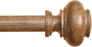 lot 41640 image: Wood Curtain Rods for Windows 48-84 Inch, 1 Inch Heavy Duty Curtain Rods with Faux Wood Grain Finials, Bohemian Adjustable Curtain Rods