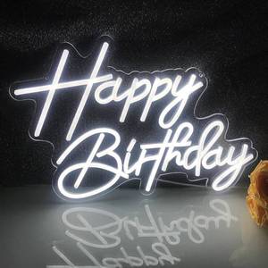 lot 41642 image: Happy Birthday Neon Sign LED neon sign can be hung or laid flat, night mood light- Powers on