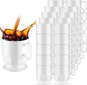 lot 41643 image: Dandat 50 Pack Hard Plastic Coffee Cups, Tea Cup with Handle, 8 oz Disposable Coffee Cup