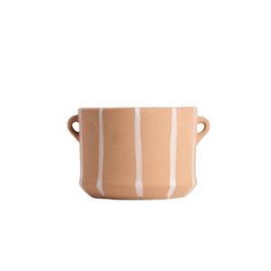 lot 41653 image: LiveTrends Large Linea Ceramic Indoor Planter Pot Terracotta Orange 6.5x6.5x5.5