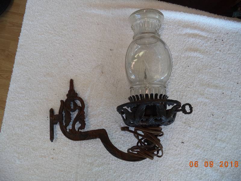 lot 1100 image: Wall Lamp- Glass Globe- Electric- Antique Look