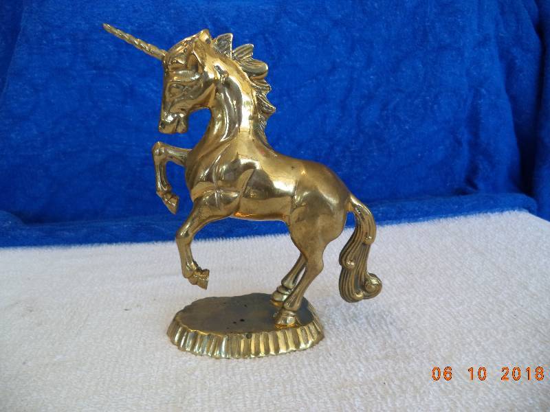 lot 1103 image: Solid Brass Unicorn Statue