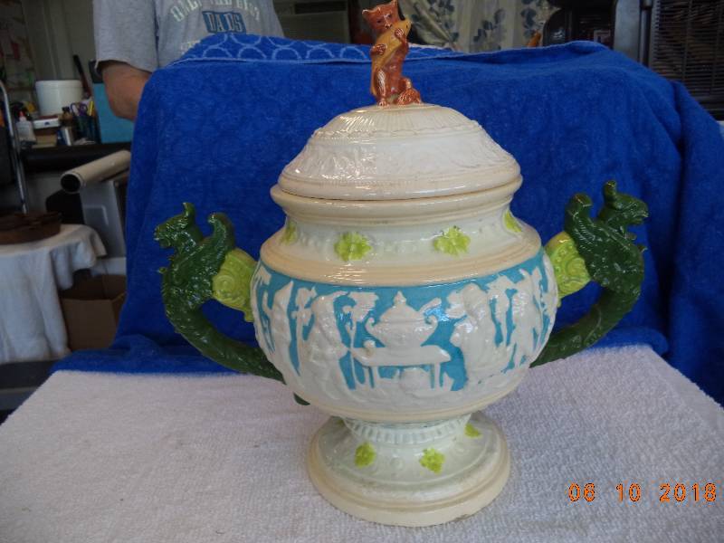 lot 1104 image: Very Unique Looking Urn-  Gnomes-Elves- Just Plain Neat