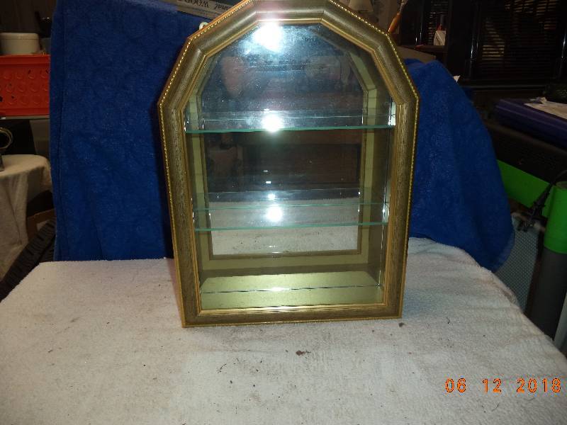 lot 5001 image: Round Top Curio Cabinet  Glass Shelves