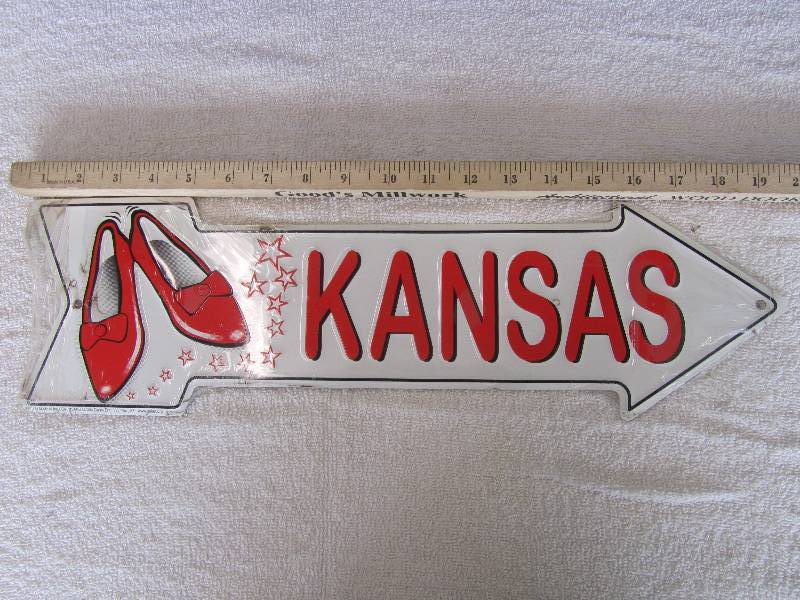 lot 542 image: TinMetal Sign   KANSAS Wizard of Oz Themed