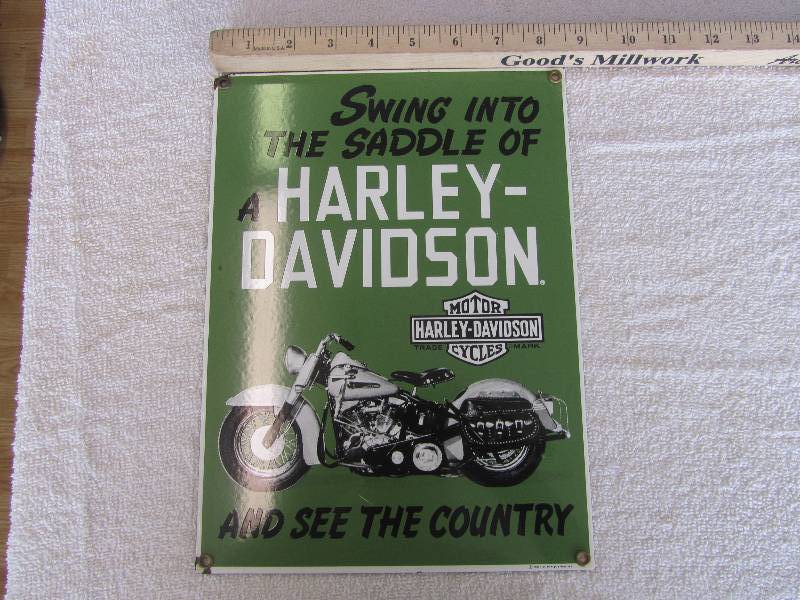 lot 543 image: Metal Sign Harley Davidson 9x12