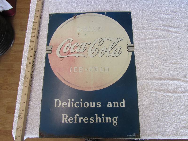 lot 550 image: Coca Cola  Metal Sign   Nice Patina
