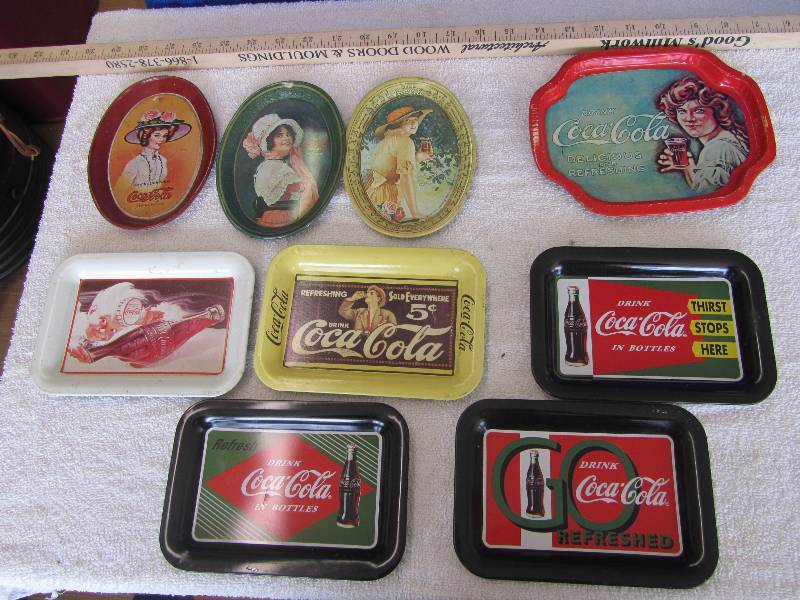 lot 559 image: Large Lot of 9 Coca Cola PlattersTrays WOWSER