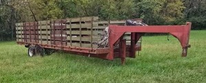 lot 4231 image: Flatbed Trailer w Metal Slat Sides