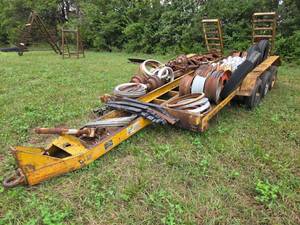 lot 13400 image: Yellow Tandem Axle Trailer w Pulleys Wheels & Hardware