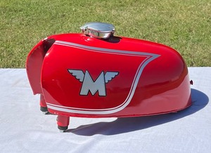 lot M117 image: Red Matchless Gas Tank with Flying M Logo and Chrome Cap