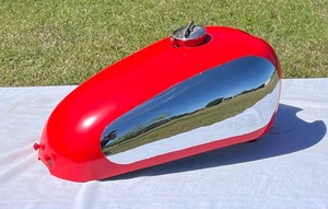 lot M119 image: Matchless Gas Tank painted in Red with Chrome Inserts