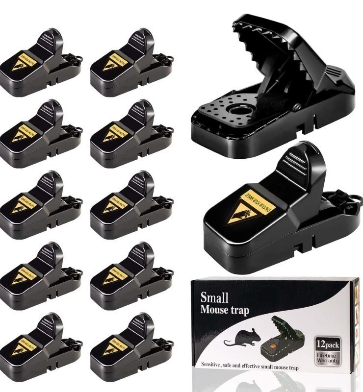 lot 158 image: New VEFEFI Mouse Traps 12-Pack - for House Indoor Outdoor, Small Mice Traps, Reusable Mousetrap Quick Effective Mouse Catcher, Black