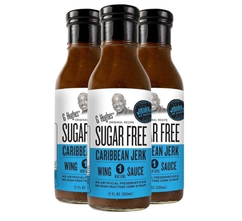 lot 151 image: New Case of G Hughes Sugar Free, Caribbean Jerk Wing Sauce - Caribean Jerk Sauce, Jerk Marinade, Gluten Free Wing Sauce, Sugar Free BBQ Sauce, Barbecue Sauces, Gluten Free - 12 Oz. (6 pack)