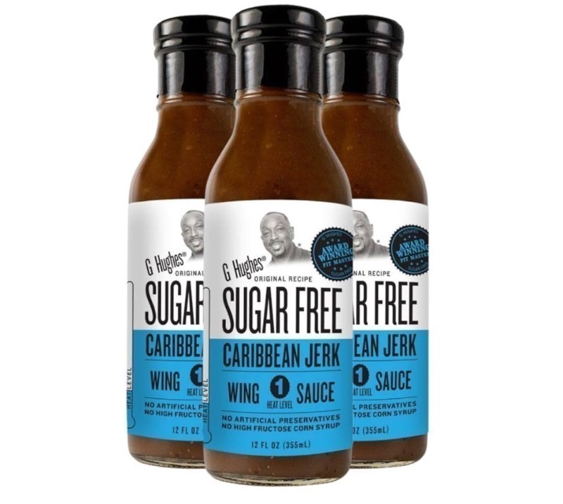 lot 152 image: New Case of G Hughes Sugar Free, Caribbean Jerk Wing Sauce - Caribean Jerk Sauce, Jerk Marinade, Gluten Free Wing Sauce, Sugar Free BBQ Sauce, Barbecue Sauces, Gluten Free - 12 Oz. (6 pack)