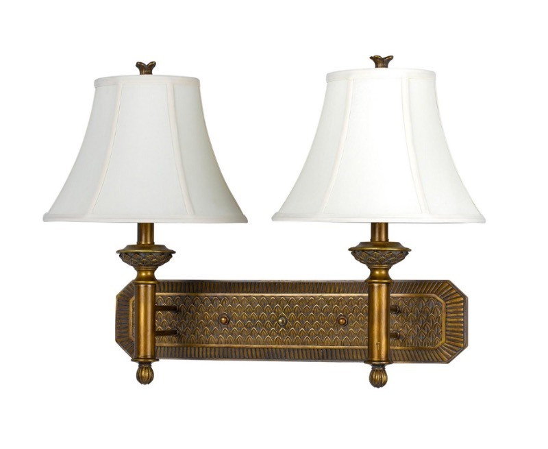 lot 114 image: New Pineapple Vintage Hotel Styled Dual Wall Lamp 22x13x19, Antique Gold