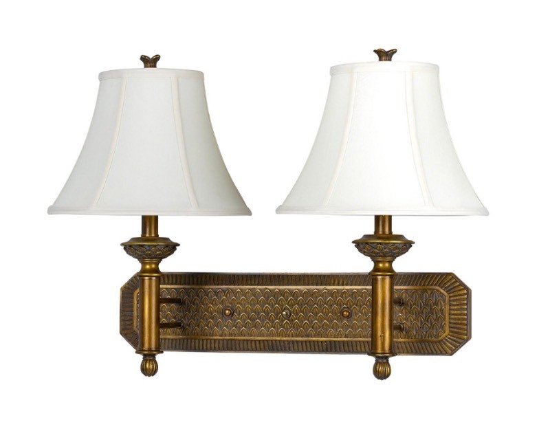 lot 115 image: New Pineapple Vintage Hotel Styled Dual Wall Lamp 22x13x19, Antique Gold