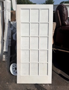 lot 8 image: True Divided 36 in. x 80 in. Clear Glass 15-Lite Solid French Interior Door Slab, White Finish Retail $270