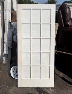 lot 9 image: True Divided 36 in. x 80 in. Clear Glass 15-Lite Solid French Interior Door Slab, White Finish Retail $270