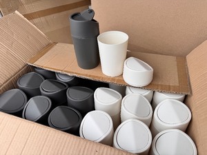 lot 10 image: New 24 Pack of Target Bullseye Portable Mini Car Garbage Trash Can Bin Cup Holder - White Grey
