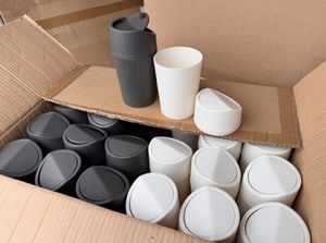 lot 11 image: New 24 Pack of Target Bullseye Portable Mini Car Garbage Trash Can Bin Cup Holder - White Grey