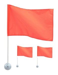 lot 25 image: 3 New Seachoice Heavy-Duty Marine-Grade Nylon Orange Ski Flags w 24-in. Pole, 12 in. X 18 in.