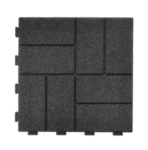 lot 64 image: New Rubberific 16x16x0.625 Square SmartLoc Outdoor Living Rubber Paver Tiles, Black (5-Pack)