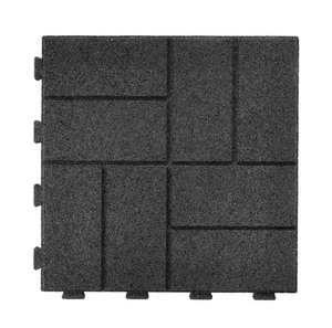 lot 65 image: New Rubberific 16x16x0.625 Square SmartLoc Outdoor Living Rubber Paver Tiles, Black (5-Pack)