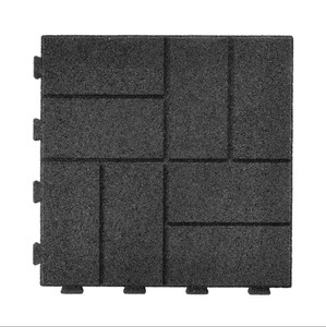 lot 66 image: New Rubberific 16x16x0.625 Square SmartLoc Outdoor Living Rubber Paver Tiles, Black (5-Pack)