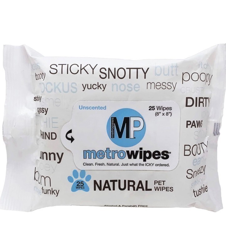 lot 202 image: MetroPaws Unscented Dog Wipes, 25 Extra Large & Thick Cleaning Wipes Ideal for Cats and Dogs, Pet Wipes for Paws, Butt, Ears and Eyes