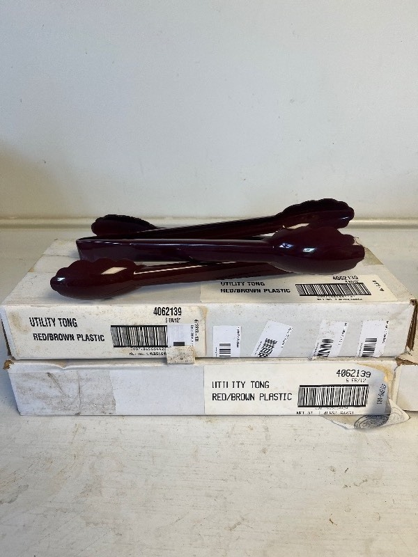 lot 182 image: 12 UTILITY TONGS REDBROWN GET READY FOR COOK-OUT SEASON