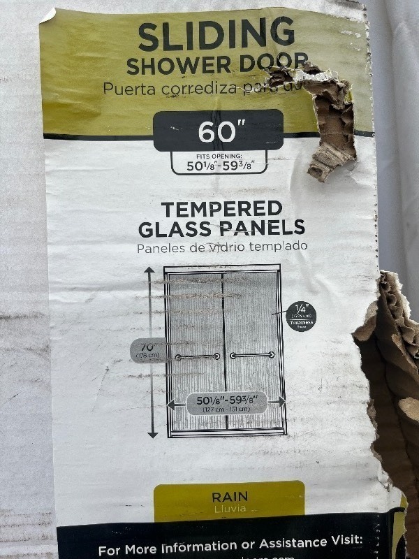 lot 170 image: DELTA SLIDING SHOWER DOOR GLASS PANELS - REPLACEMENT GLASS 2 Panels only - 60 Ripple glass