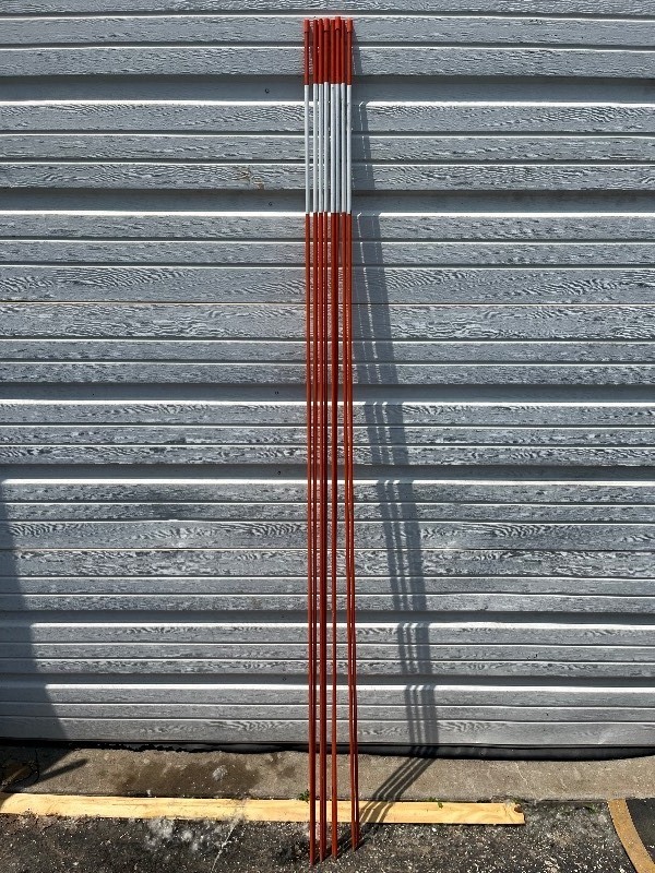 lot 30 image: 8 LARGE 6 REFLECTIVE ORANGE MARKING STAKES - Great for marking off driveways etc