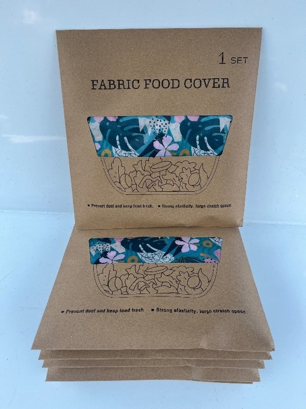 lot 61 image: FABRIC FOOD COVER - Greta for Summer cookouts and any outdoor Occasion - 6 sets of 3 - blue