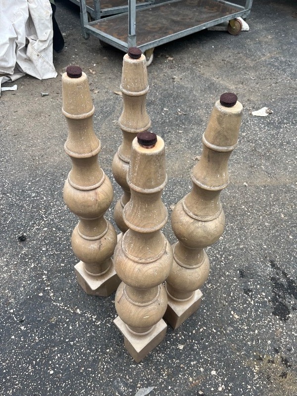 lot 62 image: 29 x 4 x 4 WOODEN DINING TABLE LEGS see images