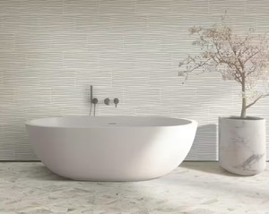 lot 12 image: 1 Case Sapheda Riptide 12 in. x 24 in. Satin Ceramic 3D Wall Tile (16 sq. ft.Case) 8 Tiles - Super beautiful