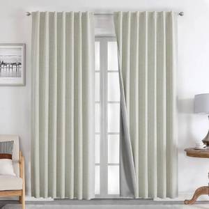 lot 49877 image: Joydeco 100% Black Out Curtains 84 inch Long 2 Panels Burg Natural Blackout Linen Drapes for Bedroom Living Room Darkening Curtain Thermal Insulated Back tab Rod Pocket (37x84 inch, Light Beige)
